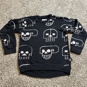 Nununu Youth Boys Robot Skull Pullover Sweatshirt Size 6/7 Black